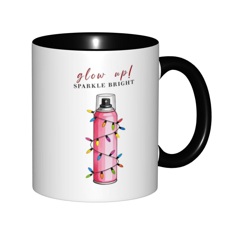 Tailorly Black Accent 11 oz Mug - glow up holiday print