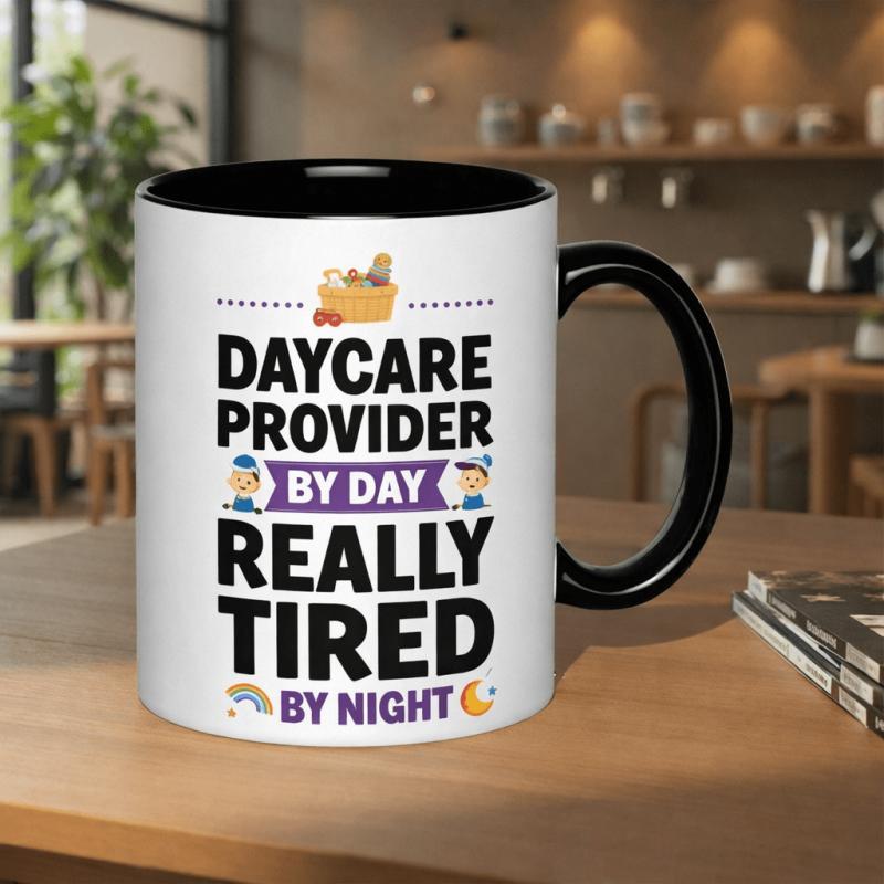 Tailorly Black Accent 11 oz Mug - by Day Really 11oz Printed Ceramic Mug Handmade Printed Coffee Cup Scratch-Resistant Print Drinking Cups Design