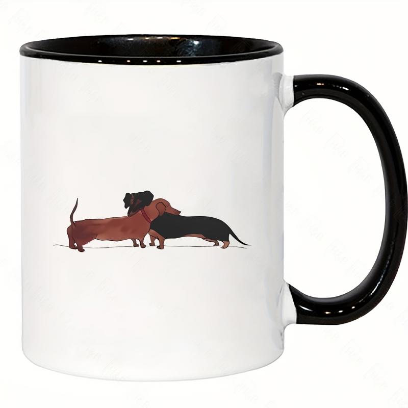 Tailorly Black Accent 11 oz Mug - Funny Dachshund illustration