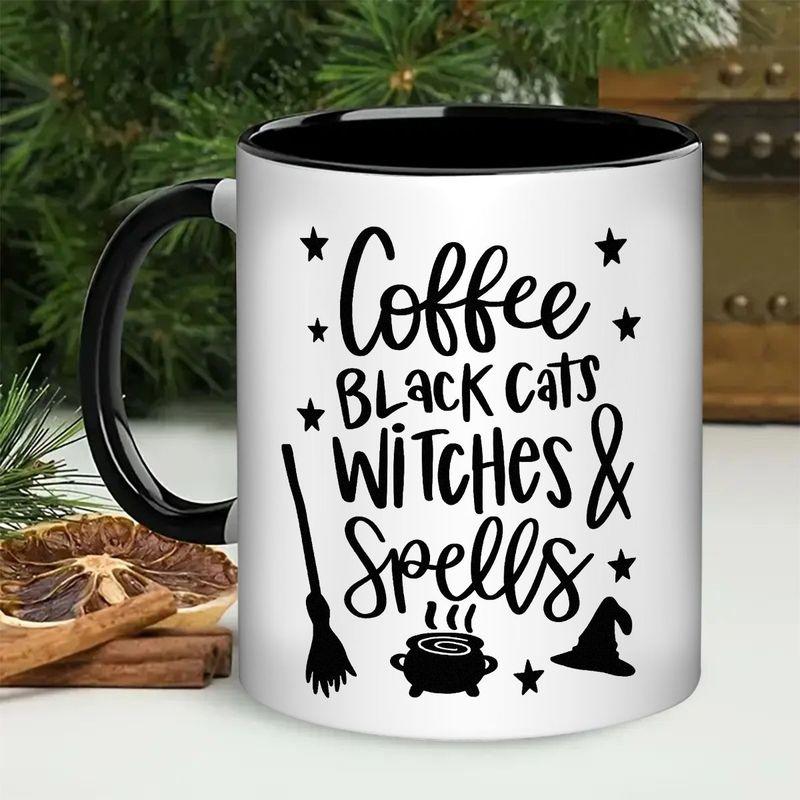 Tailorly Black Accent 11 oz Mug - black cats， witches， spells