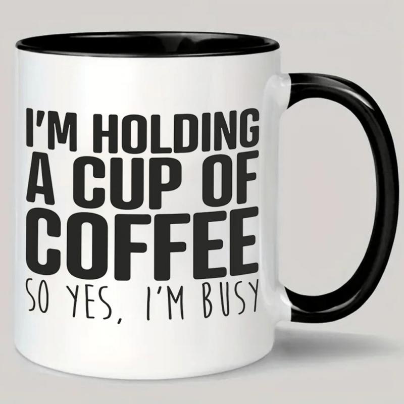 Tailorly Black Accent 11 oz Mug - "I M Holding" quote