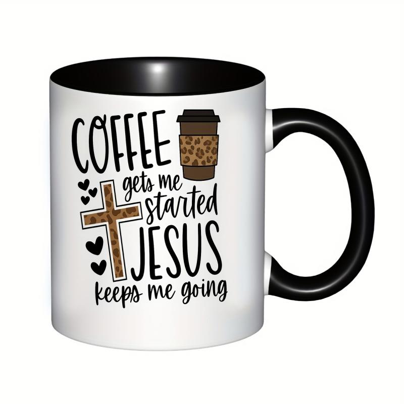 Tailorly Black Accent 11 oz Mug - leopard cross bible verse