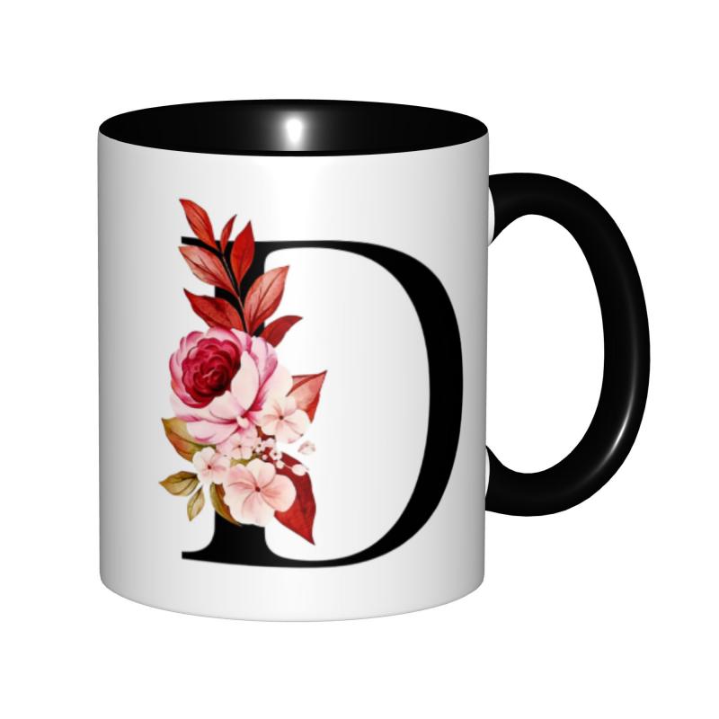Tailorly Black Accent 11 oz Mug - letter initials