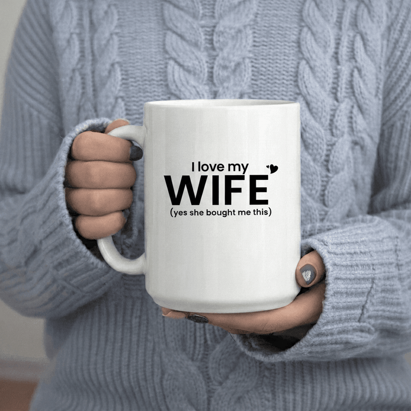 Tailorly White Ceramic 11 oz Mug - Yes She Me This Funny Husband Gift text with playful fonts White Ceramic Gradient abstract pattern