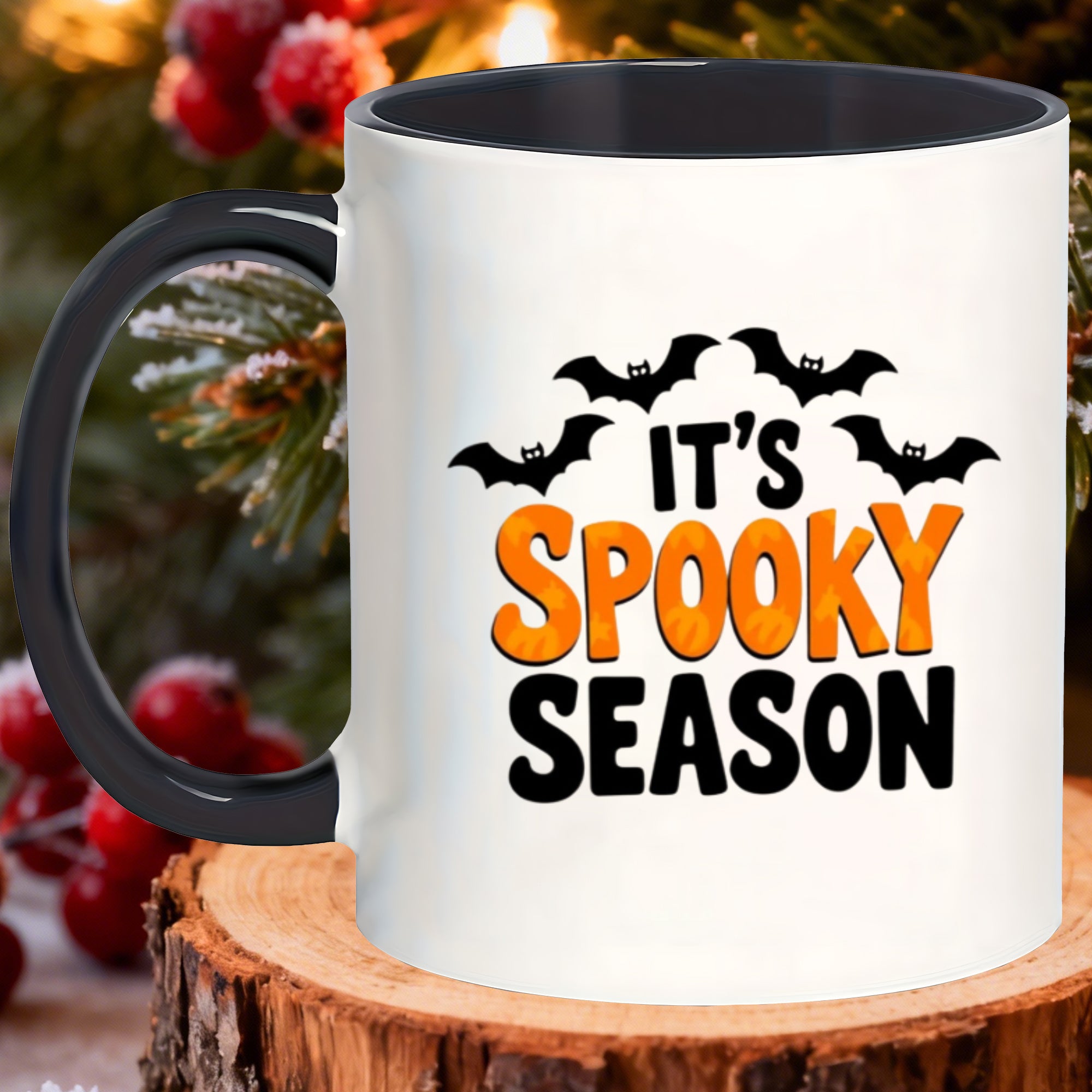 Tailorly Black Accent 11 oz Mug - bohemian painted shatterproof kitchen its spooky season craft fair herbal party lemonade home soup