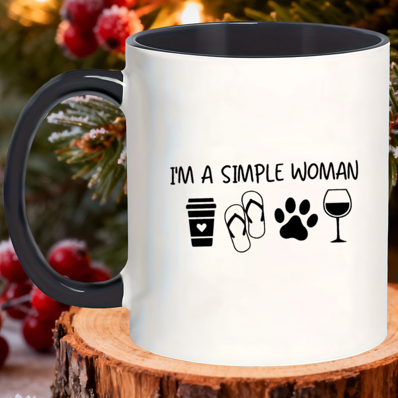 Tailorly Black Accent 11 oz Mug - minimalist matte dishwasher safe daily im a simple woman mugs ideal for couch park picnics_2ee1b36cefa747b982b24fba6f19ad26