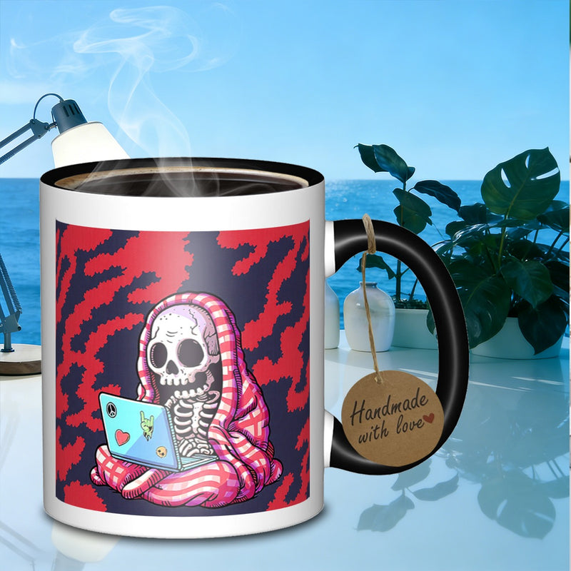 Tailorly Black Accent 11 oz Mug - a stylish stoneware mug for writers featuring a design and suitable for use with a laptop_8d93444fa5f64ea4a54af85455b4ed5e