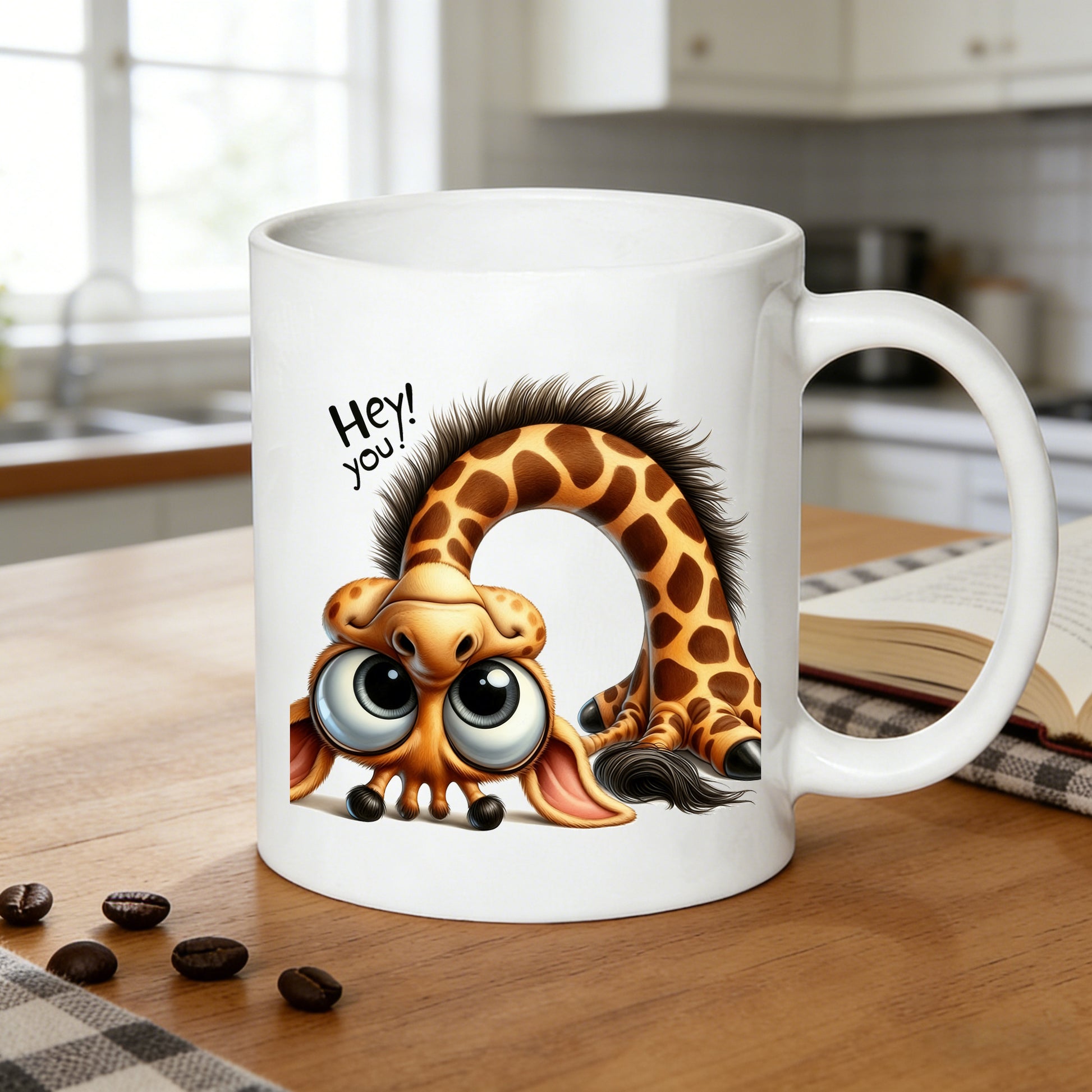 Tailorly White Ceramic 11 oz Mug - giraffe