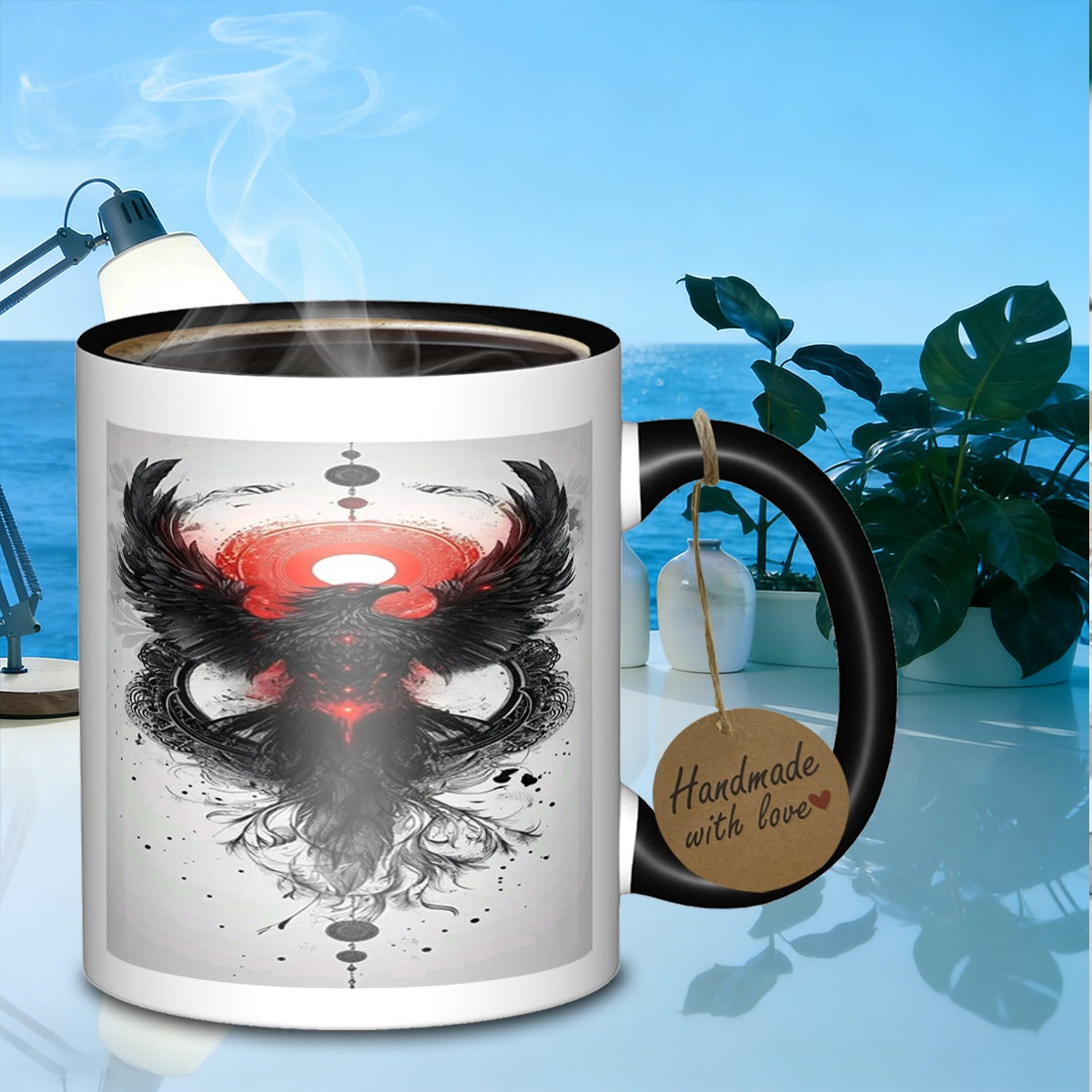 Tailorly Black Accent 11 oz Mug - black artworksizable utility mug sublimation suitable for daily work outdoor trips travel and used as a