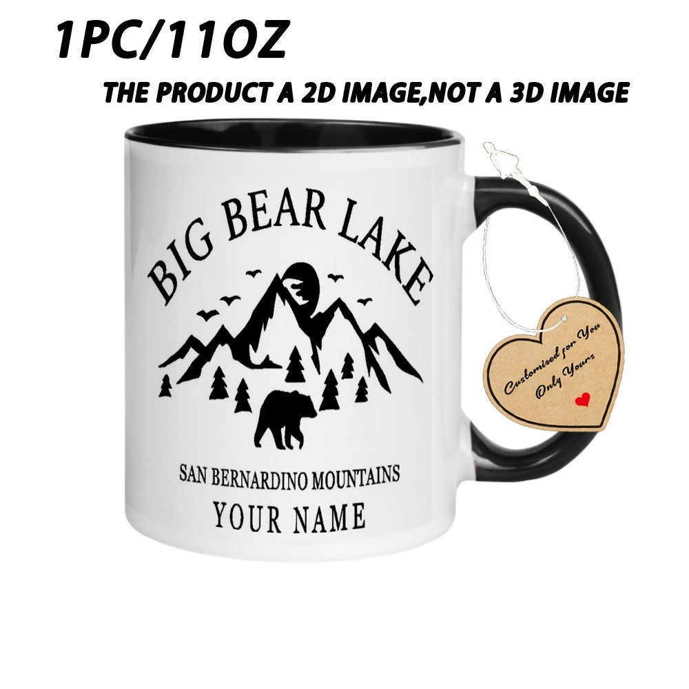 Tailorly Black Accent 11 oz Mug - Bear and mountain design
