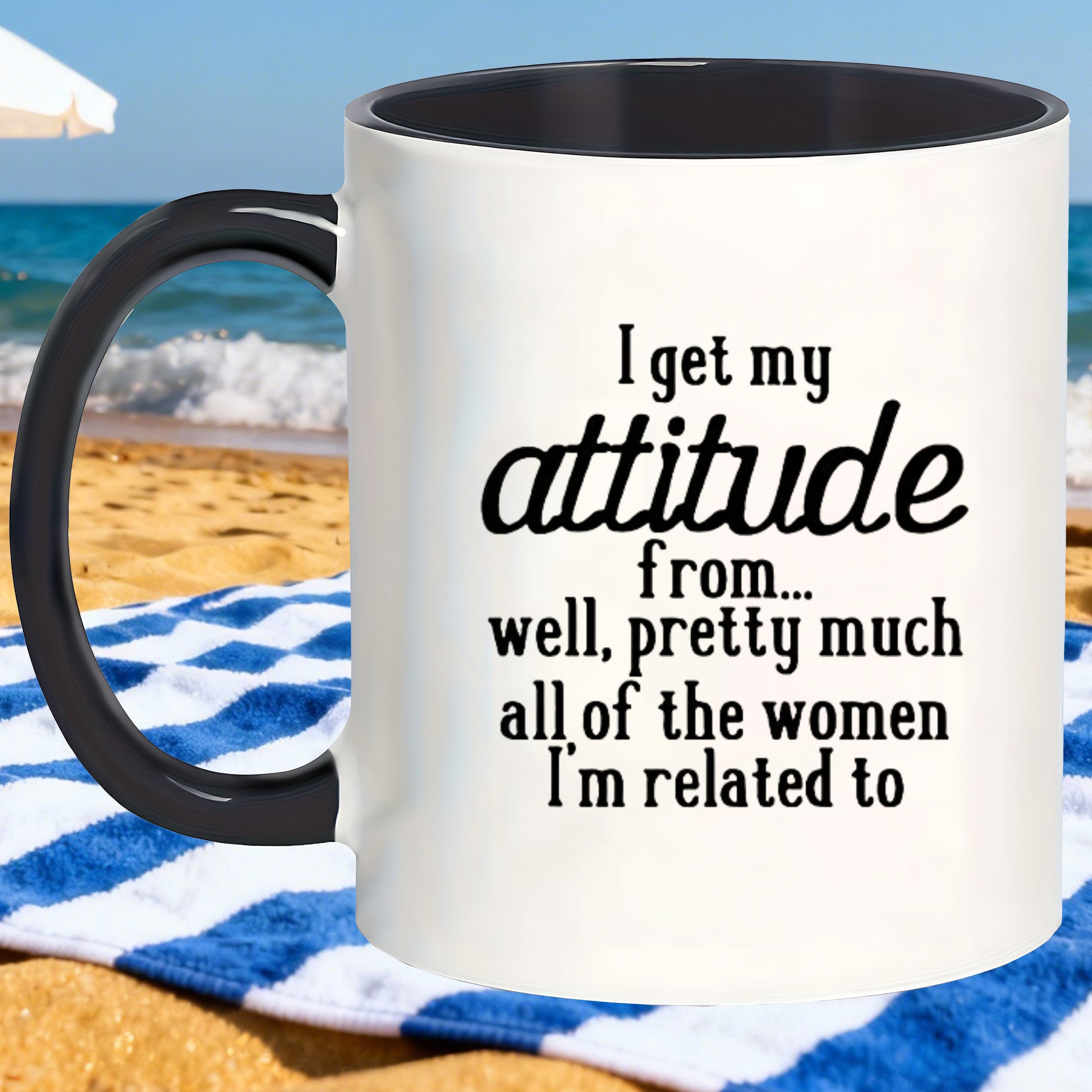 Tailorly Black Accent 11 oz Mug - whimsical charm mug i attitude from women im related to mugs office party gift_7663e46a84b046e8924febfe142b2f34