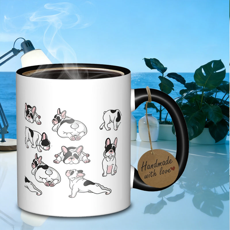 Tailorly Black Accent 11 oz Mug - french bulldog poses