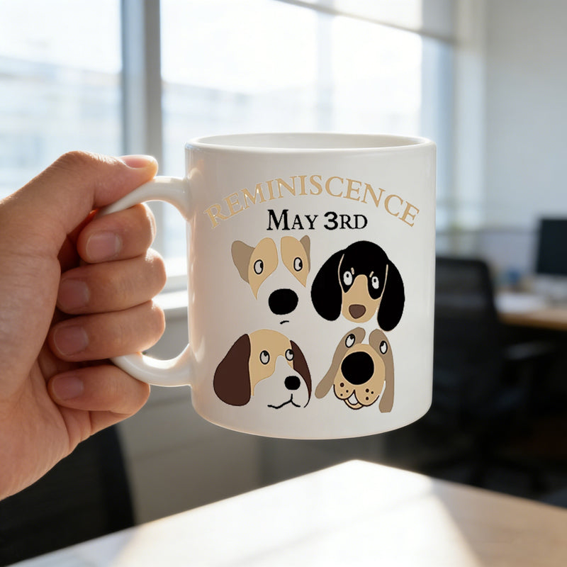 Tailorly White Ceramic 11 oz Mug - vintage dog heads