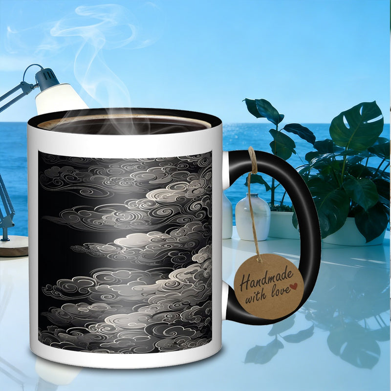 Tailorly Black Accent 11 oz Mug - artistic cloud shapes