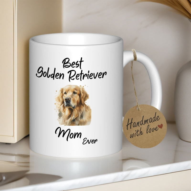 Tailorly White Ceramic 11 oz Mug - golden retriever