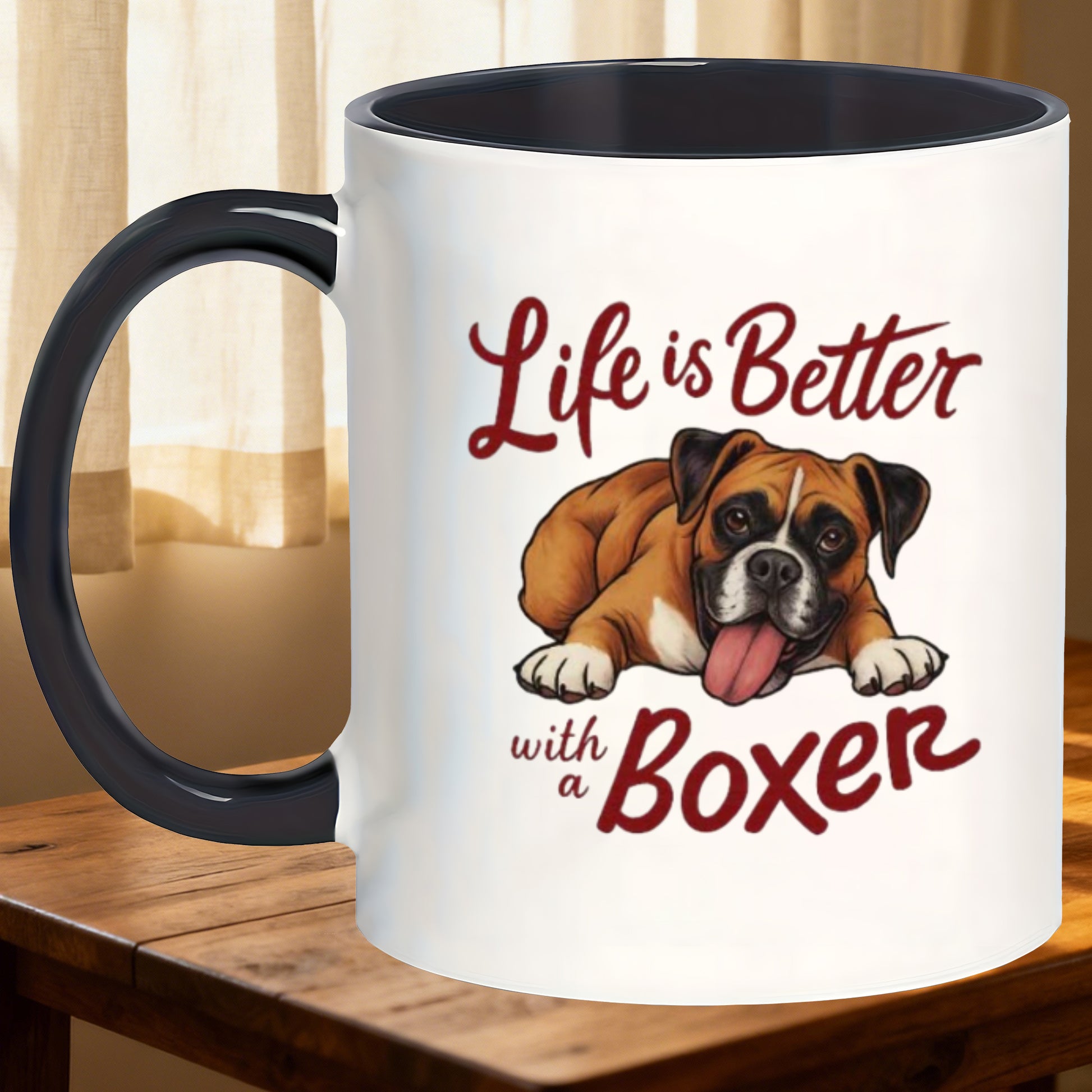 Tailorly Black Accent 11 oz Mug - boxer dog