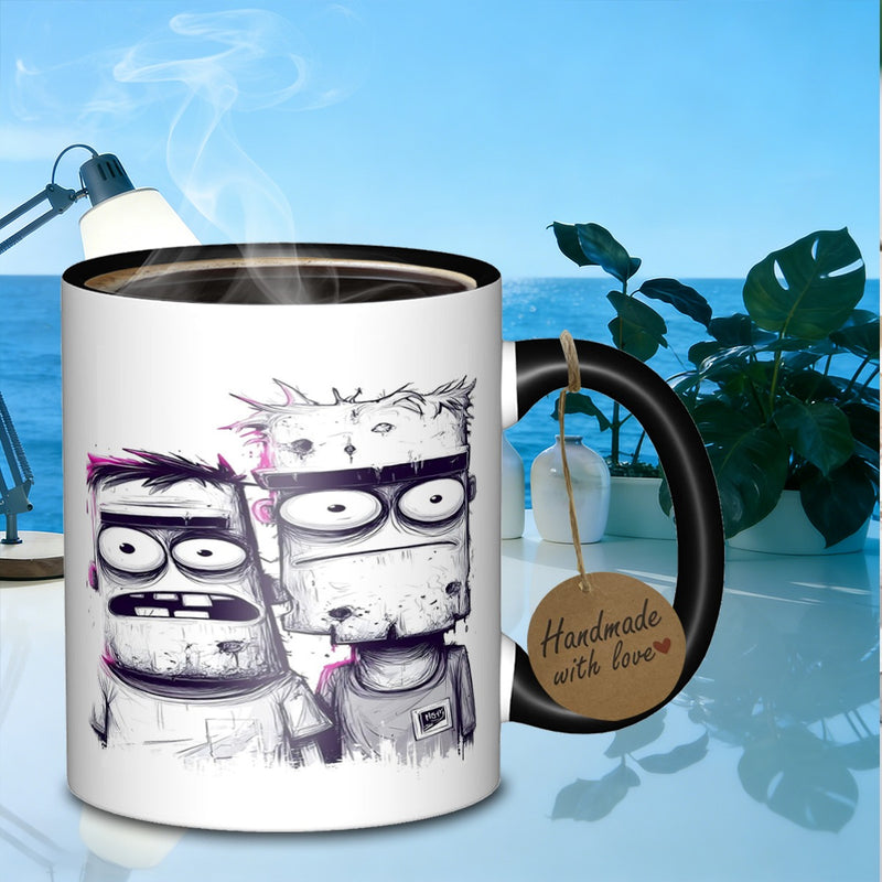 Tailorly Black Accent 11 oz Mug - cartoonish zombie characters