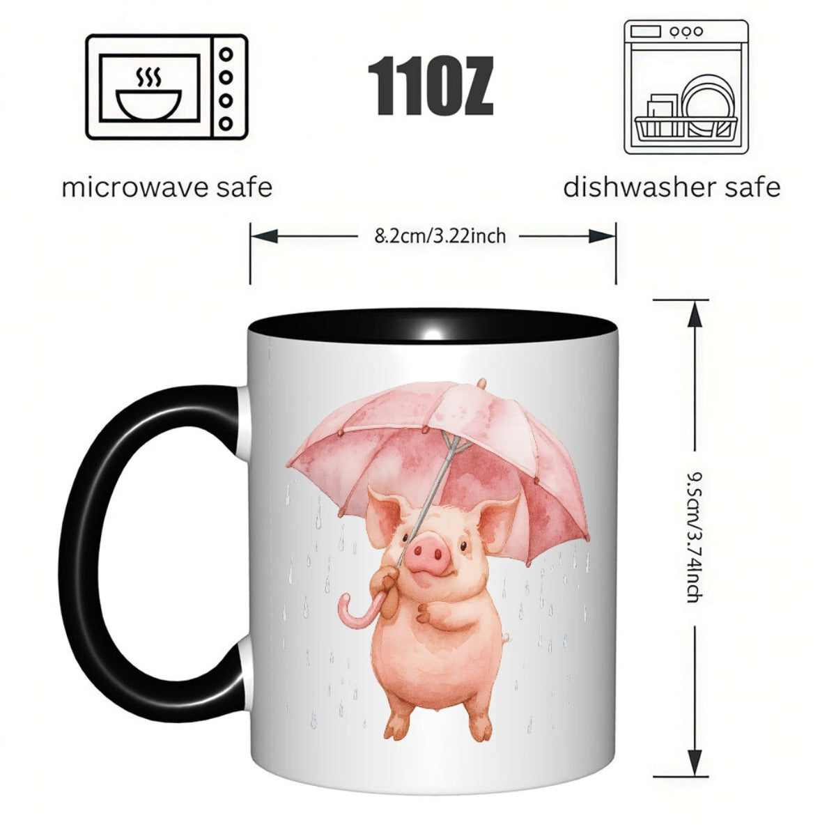 Tailorly Black Accent 11 oz Mug - home decor 11oz holding cup durable and easy to clean milk cup for back to kitchenware valentines day gift