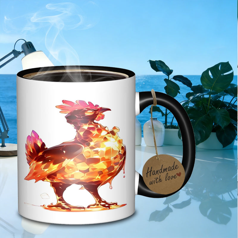 Tailorly Black Accent 11 oz Mug - chicken design