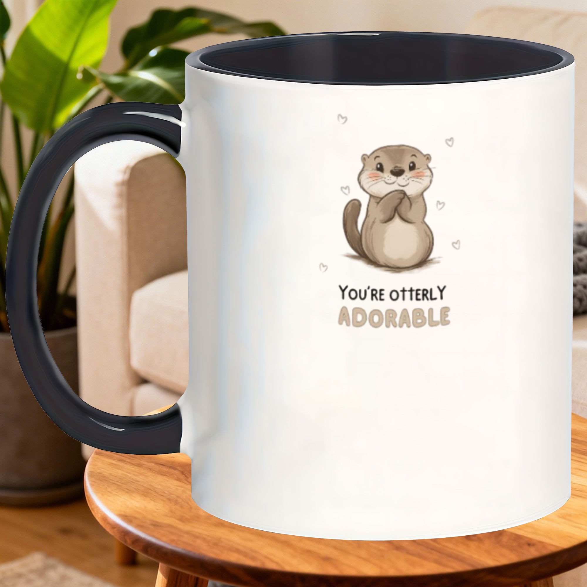 Tailorly Black Accent 11 oz Mug - festive chic glazed cute otter youre mugs coffee mugs are perfect gifts for friends anniversary