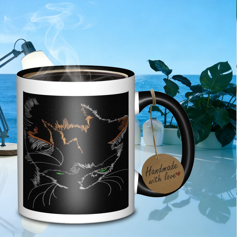 Tailorly Black Accent 11 oz Mug - feline portrait