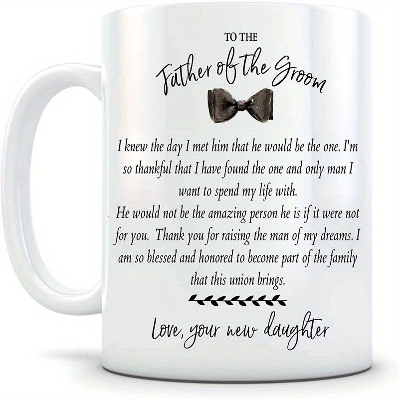 Tailorly White Ceramic 11 oz Mug - to of the groom brides message