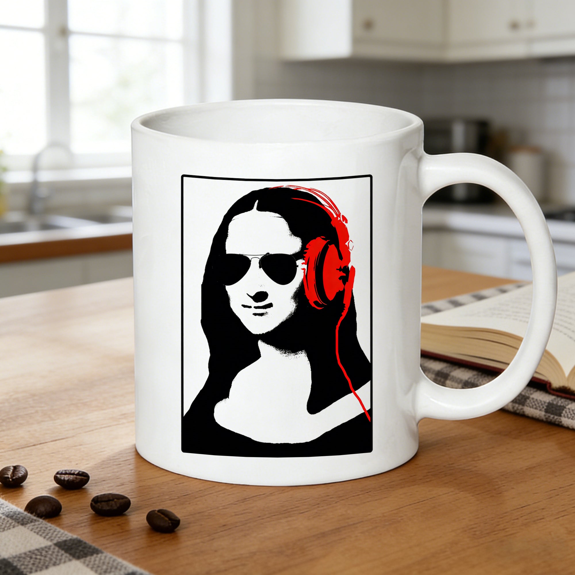 Tailorly White Ceramic 11 oz Mug - headphones