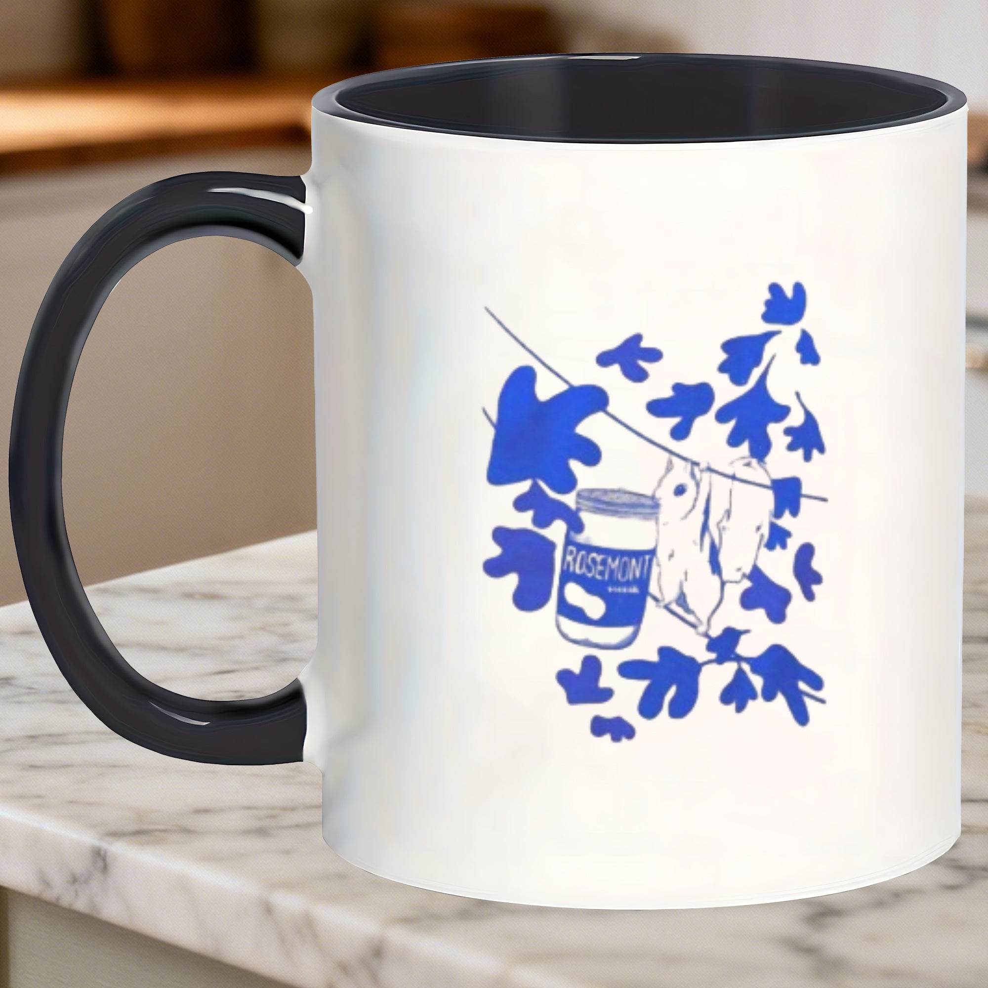 Tailorly Black Accent 11 oz Mug - heavy duty thick walled camping coffee mugs tailored to hike soups campsite cider beach iced