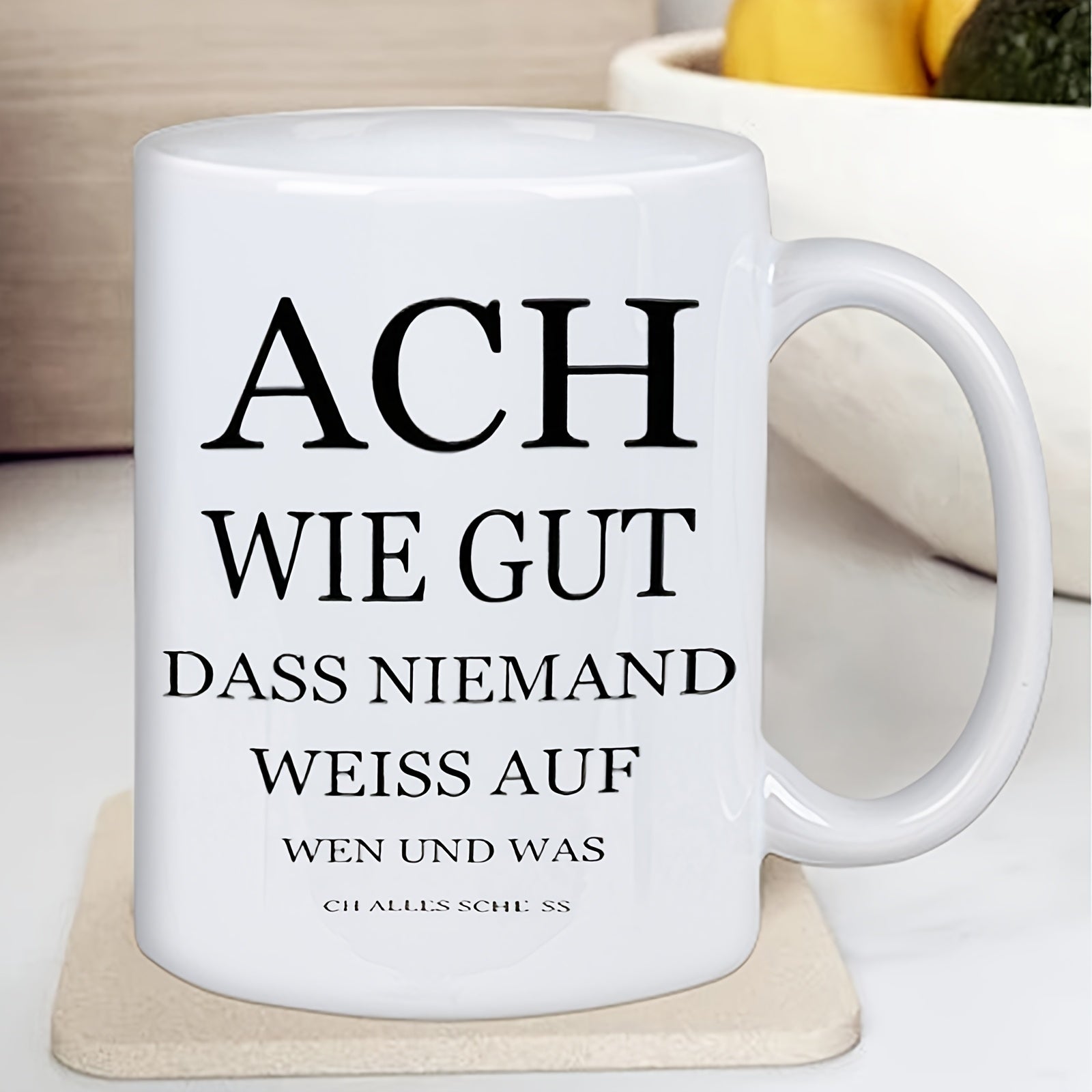 Tailorly White Ceramic 11 oz Mug - 1pc thoughtful present for couples1pcs thoughtful present for couplesach wie gut dass weiss auf mug challes schle