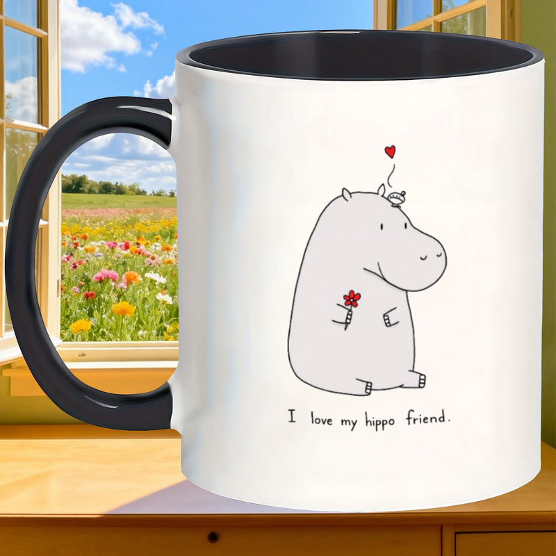 Tailorly Black Accent 11 oz Mug - hippo companion