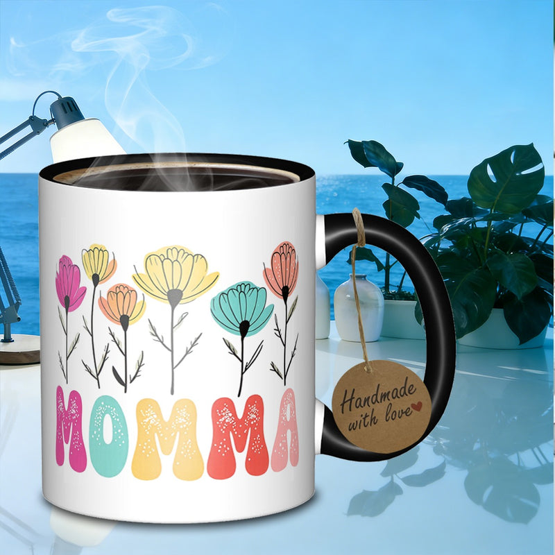 Tailorly Black Accent 11 oz Mug - flowersrefined shiny galaxy