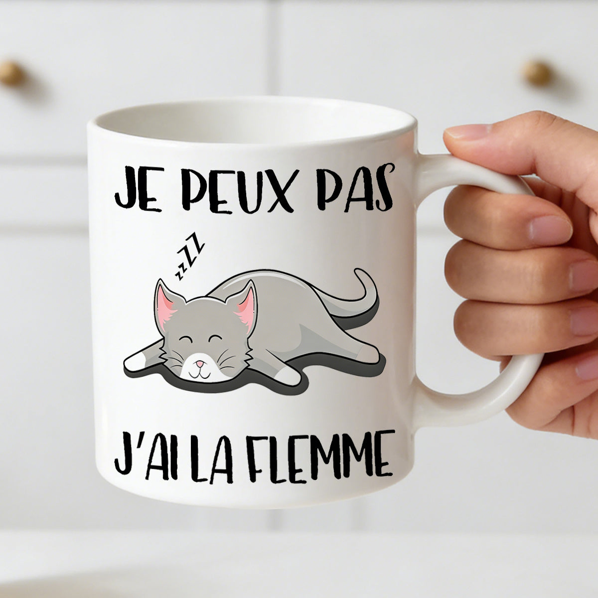 Tailorly White Ceramic 11 oz Mug - i cant im lazy
