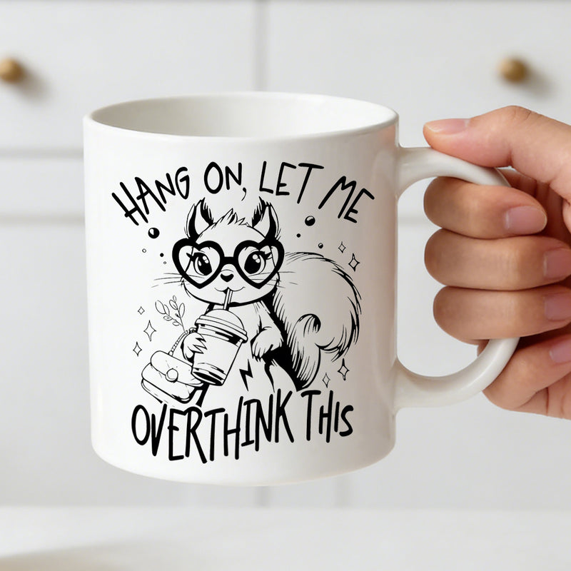Tailorly White Ceramic 11 oz Mug - squirrel illustration