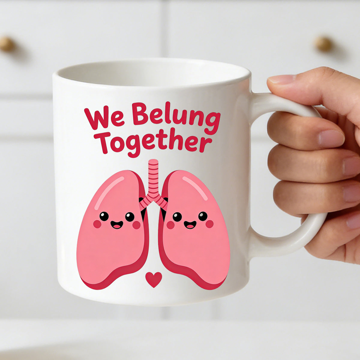 Tailorly White Ceramic 11 oz Mug - cute lungs
