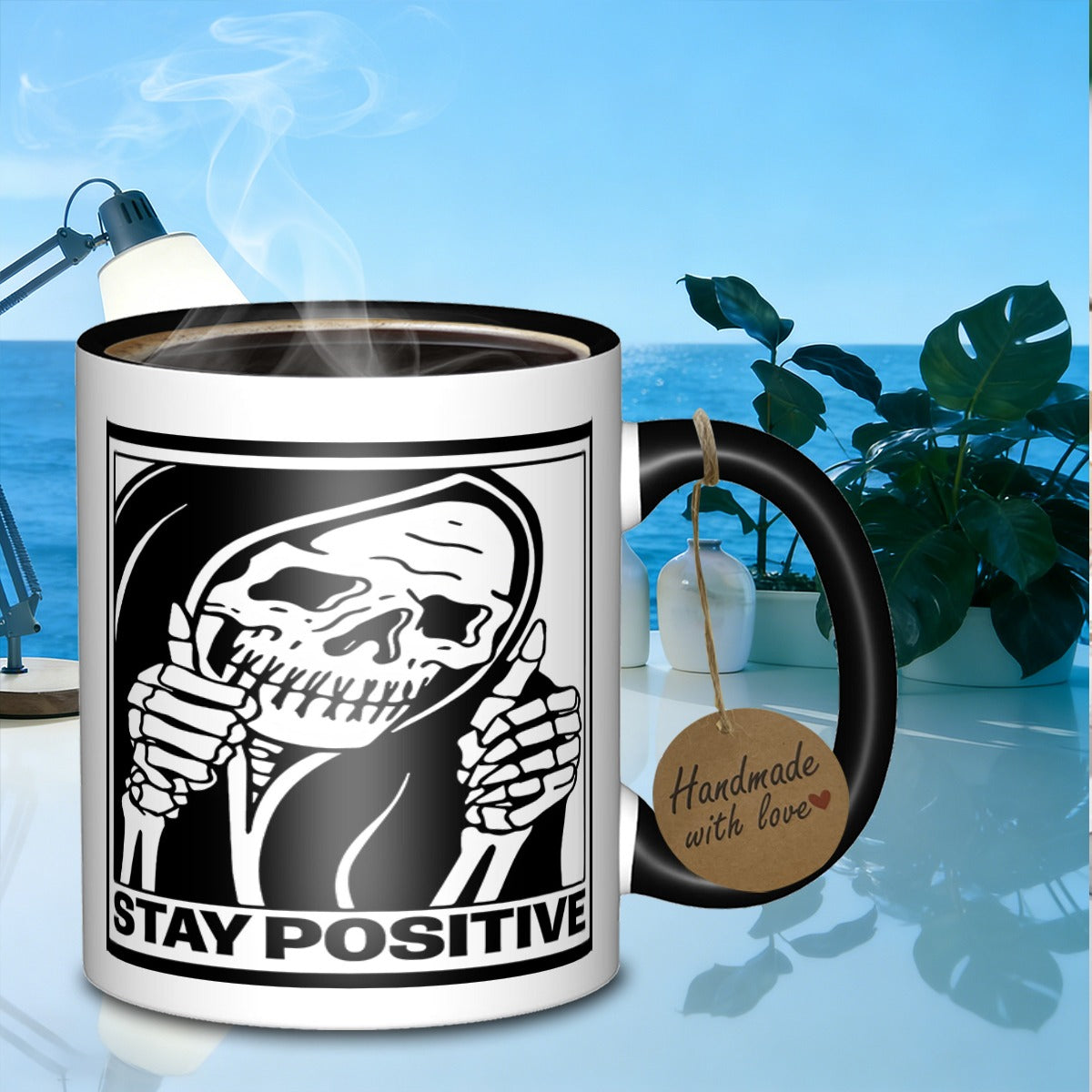 Tailorly Black Accent 11 oz Mug - skeleton text design