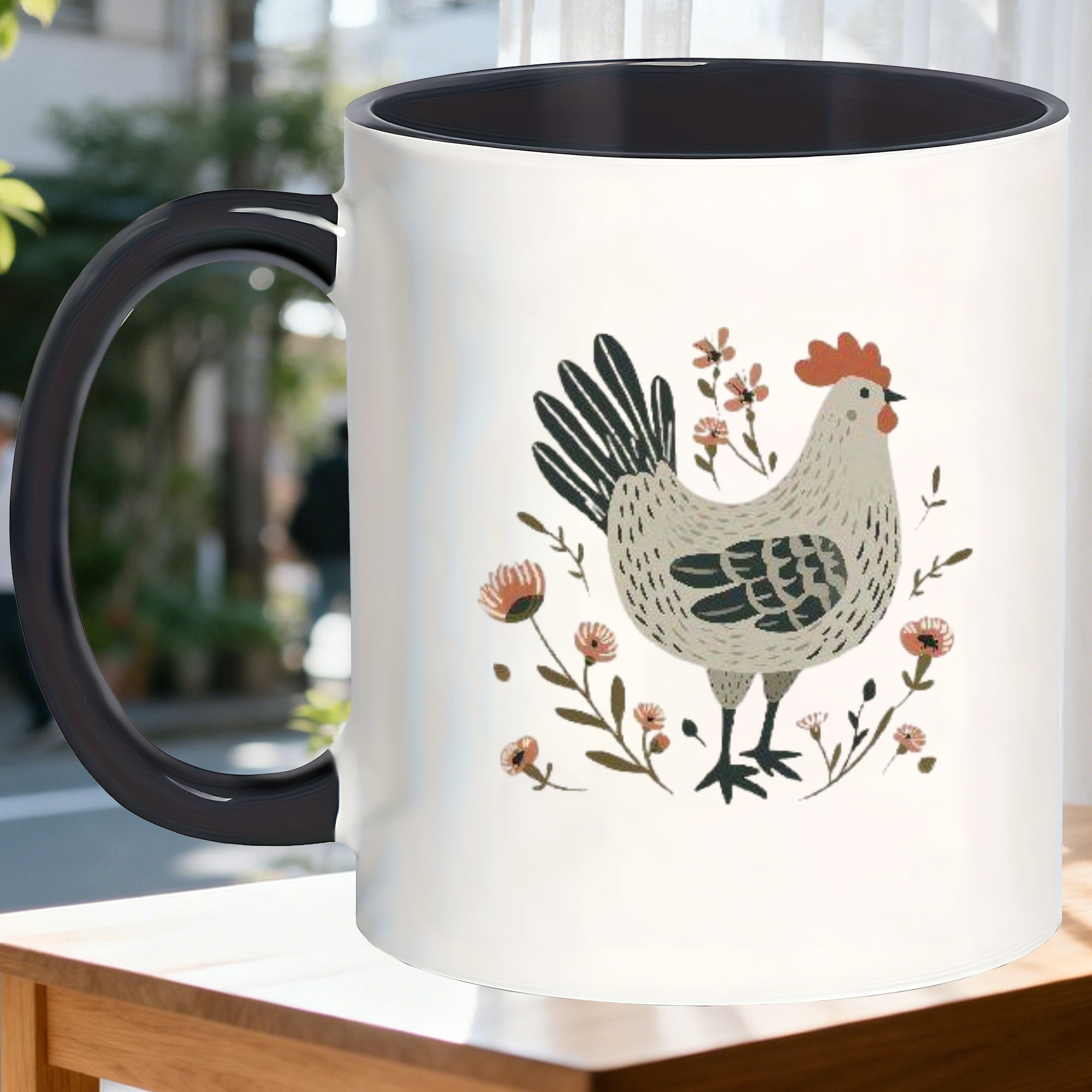 Tailorly Black Accent 11 oz Mug - chic glazed chicken