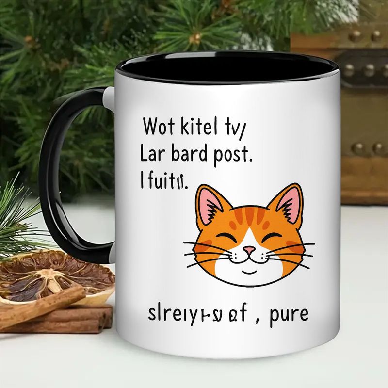 Tailorly Black Accent 11 oz Mug - funny welsh phrases tabby design