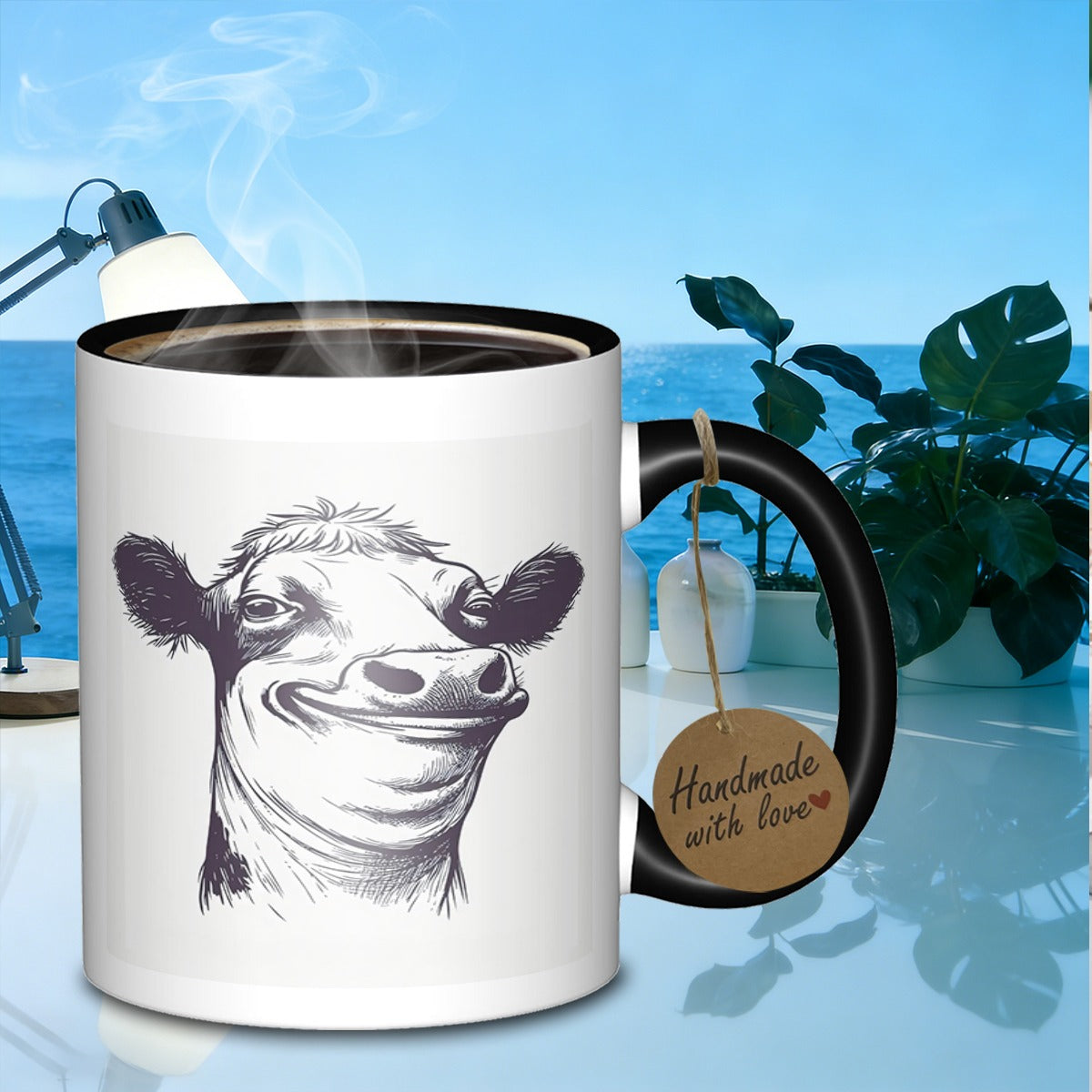 Tailorly Black Accent 11 oz Mug - smiling portrait design