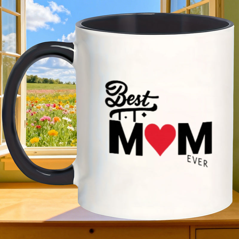 Tailorly Black Accent 11 oz Mug - heart ever lettering christmas decorations thanksgiving new year