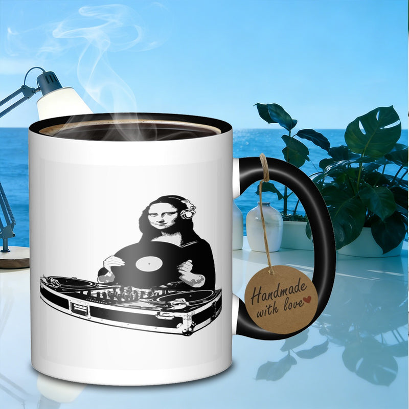 Tailorly Black Accent 11 oz Mug - ceramic coffee mug tea cup shatterproof round cup with elegant hand wash travel suitable for tea coffee hot
