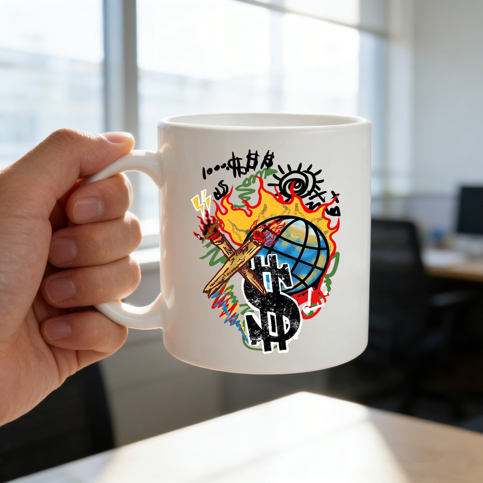 Tailorly White Ceramic 11 oz Mug - edgy art