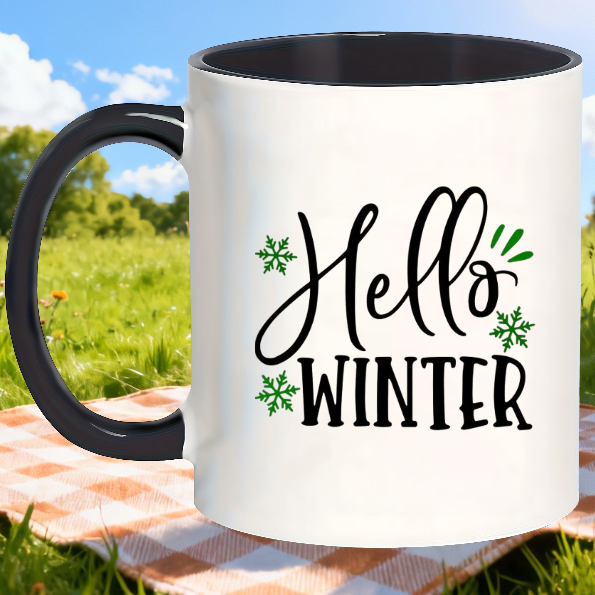Tailorly Black Accent 11 oz Mug - stylish winter theme