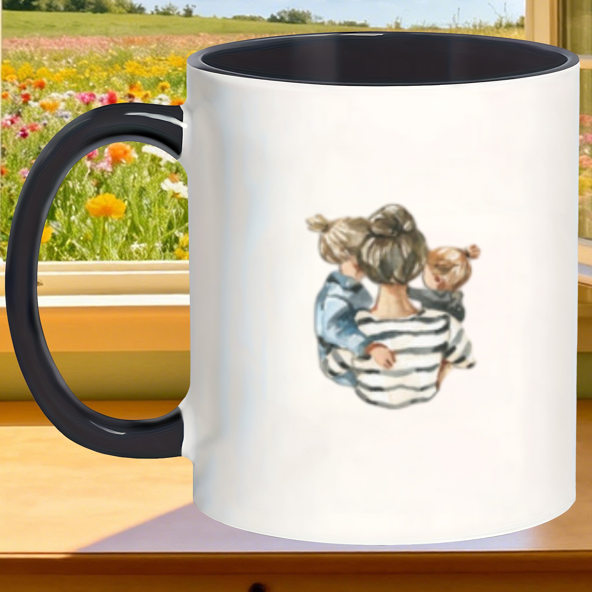 Tailorly Black Accent 11 oz Mug - reliable long lasting scratch proof office mom kid mugs fitted for birthday punch housewarming