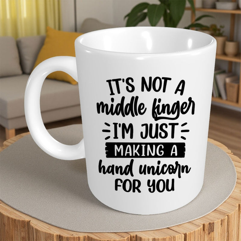 Tailorly White Ceramic 11 oz Mug - not finger gesture