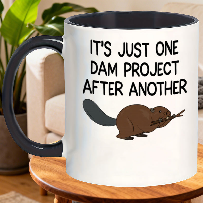 Tailorly Black Accent 11 oz Mug - funny tea mug with handle cute beaver graphic dam project after another mugs ideal for use_350d1097f9c34e5ea47be6fc686e94f4