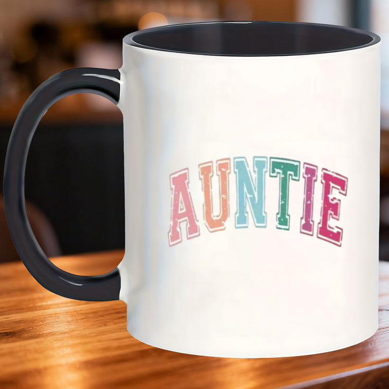 Tailorly Black Accent 11 oz Mug - tea auntie print