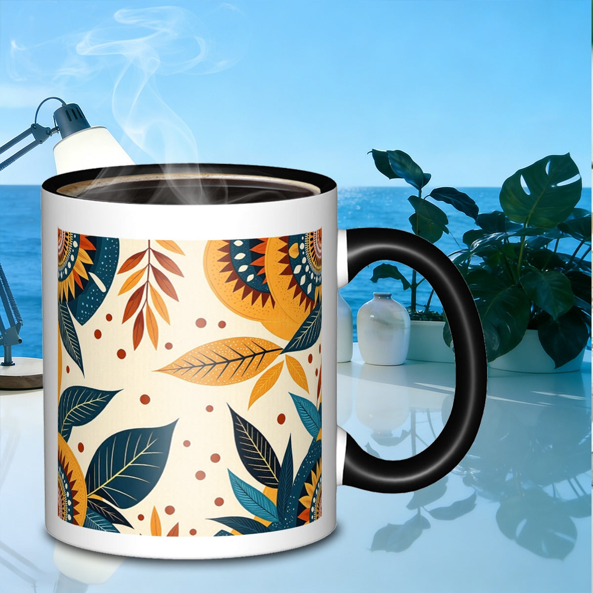 Tailorly Black Accent 11 oz Mug - botanical