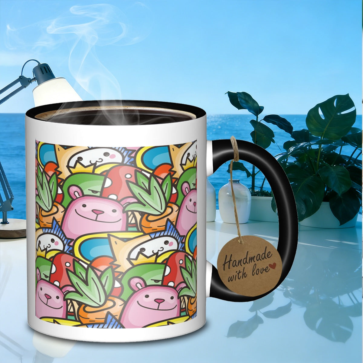 Tailorly Black Accent 11 oz Mug - cartoon doodle characters