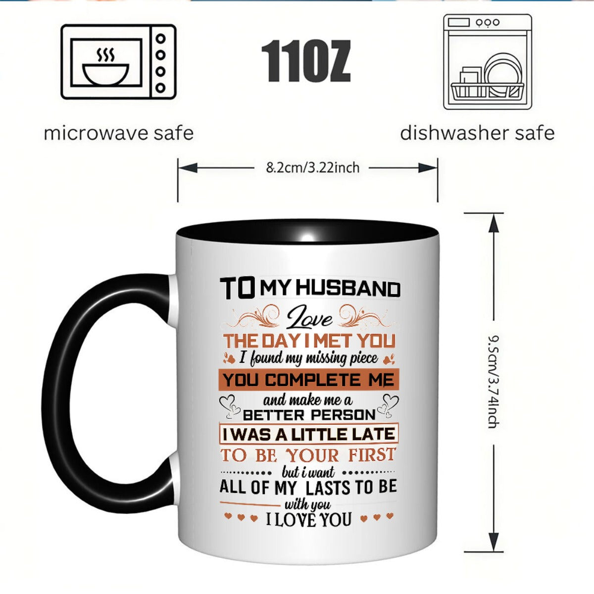 Tailorly Black Accent 11 oz Mug - a gift for my husband reusable printed drink cup for husbands birthday fashionable design holidays birthdays reading