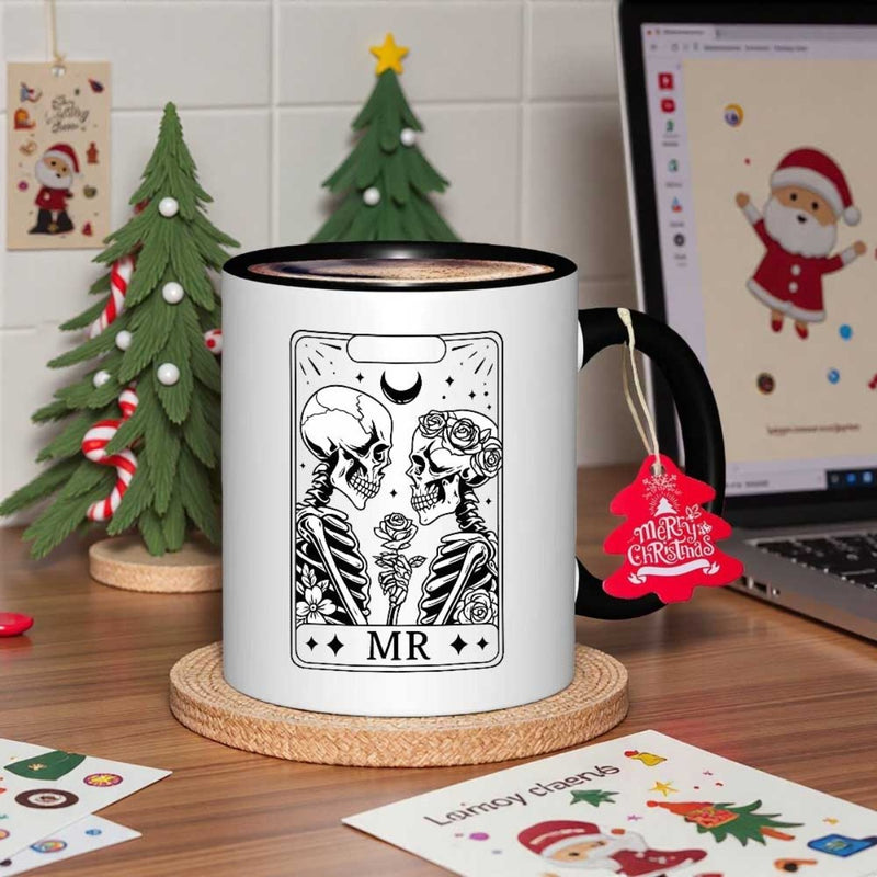 Tailorly Black Accent 11 oz Mug - mr mrs wedding engraved text